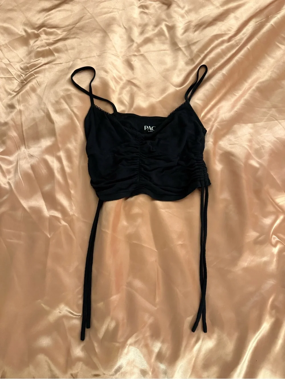 PacSun Black Ruched Tie-Detail Camisole